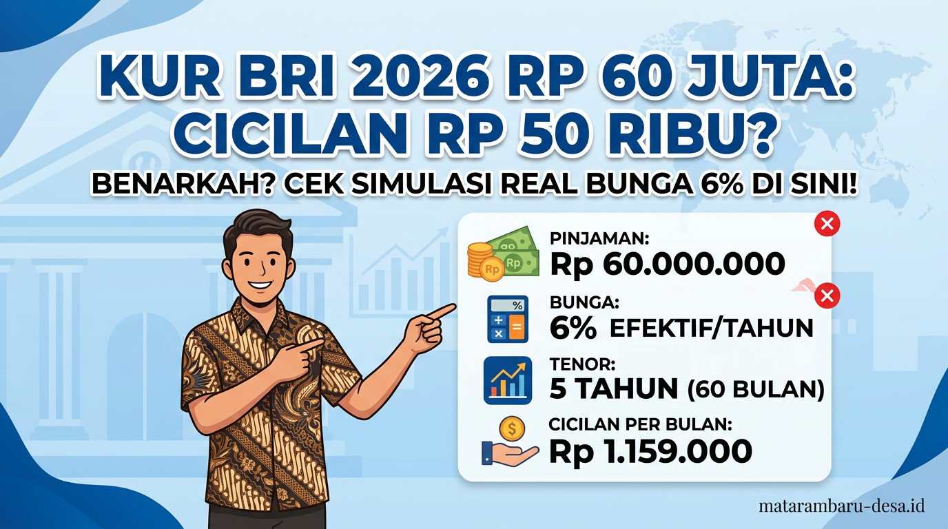 KUR BRI 2026 Rp 60 Juta Cicilan Rp 50 Ribu, Benarkah? Ini Simulasi Bunga 6% Real