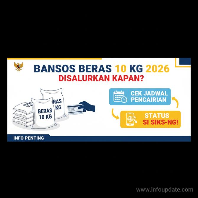 Thumbnail: Bansos Beras 10 Kg 2026 Disalurkan Kapan? Cek Jadwal Pencairan dan Status SI SIKS-NG!