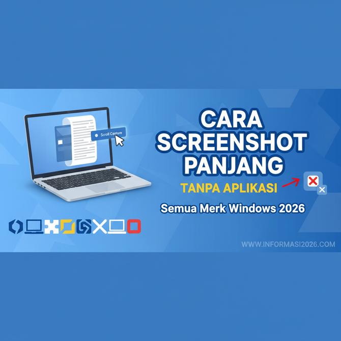 Thumbnail: Cara Screenshot Panjang di Laptop Semua Merk Windows 2026 Tanpa Aplikasi