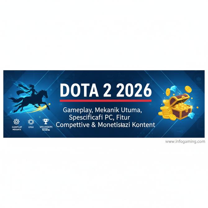 Thumbnail: Dota 2 2026, Gameplay Mekanik Utama Spesifikasi PC Fitur Kompetitif dan Monetisasi Konten