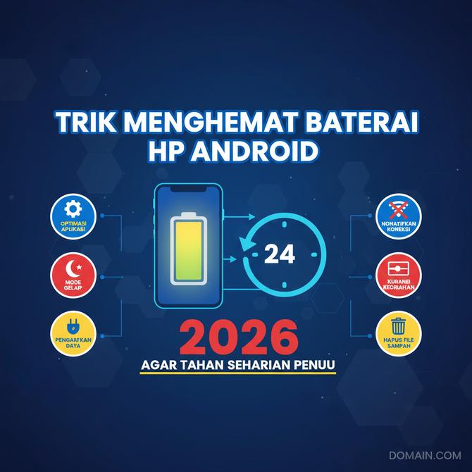 Thumbnail: Trik Menghemat Baterai HP Android 2026 Agar Tahan Seharian Penuh